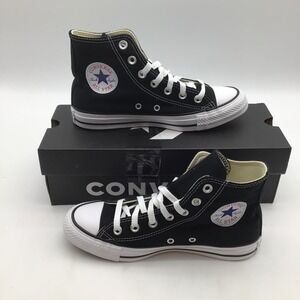Converse Chuck Taylor All Star Hi Black White Canvas Sneakers M9160 Womens 6 NEW